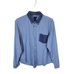 J. Crew Men's XL Blue Oxford Button Down Cotton Casual Long Sleeve Shirt